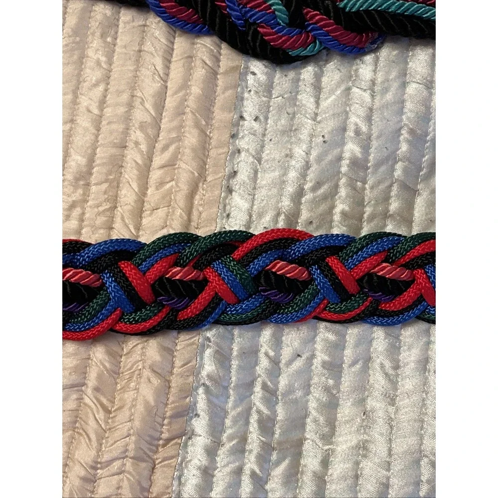 Vintage STRETCH MULTI COLOR ROPE CORDS BELT 2 Piece/ Sizes Hippie ☮️🌈🕺 Unisex?